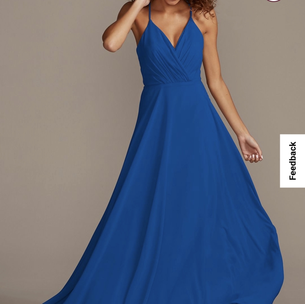 David's Bridal Spaghetti Strap Bridesmaid Dress in Horizon blue Size 14